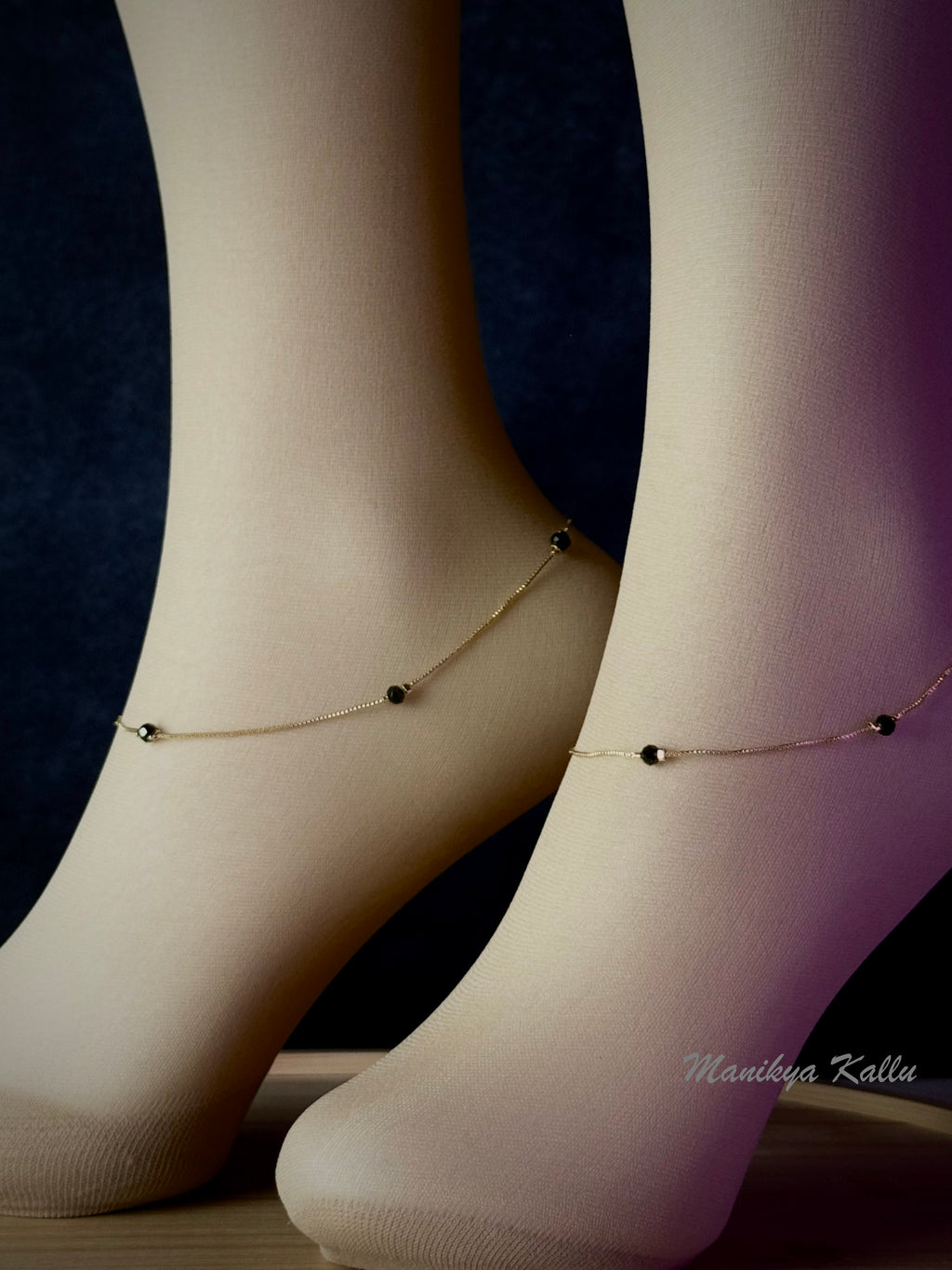 Black Crystal Box chain anklets