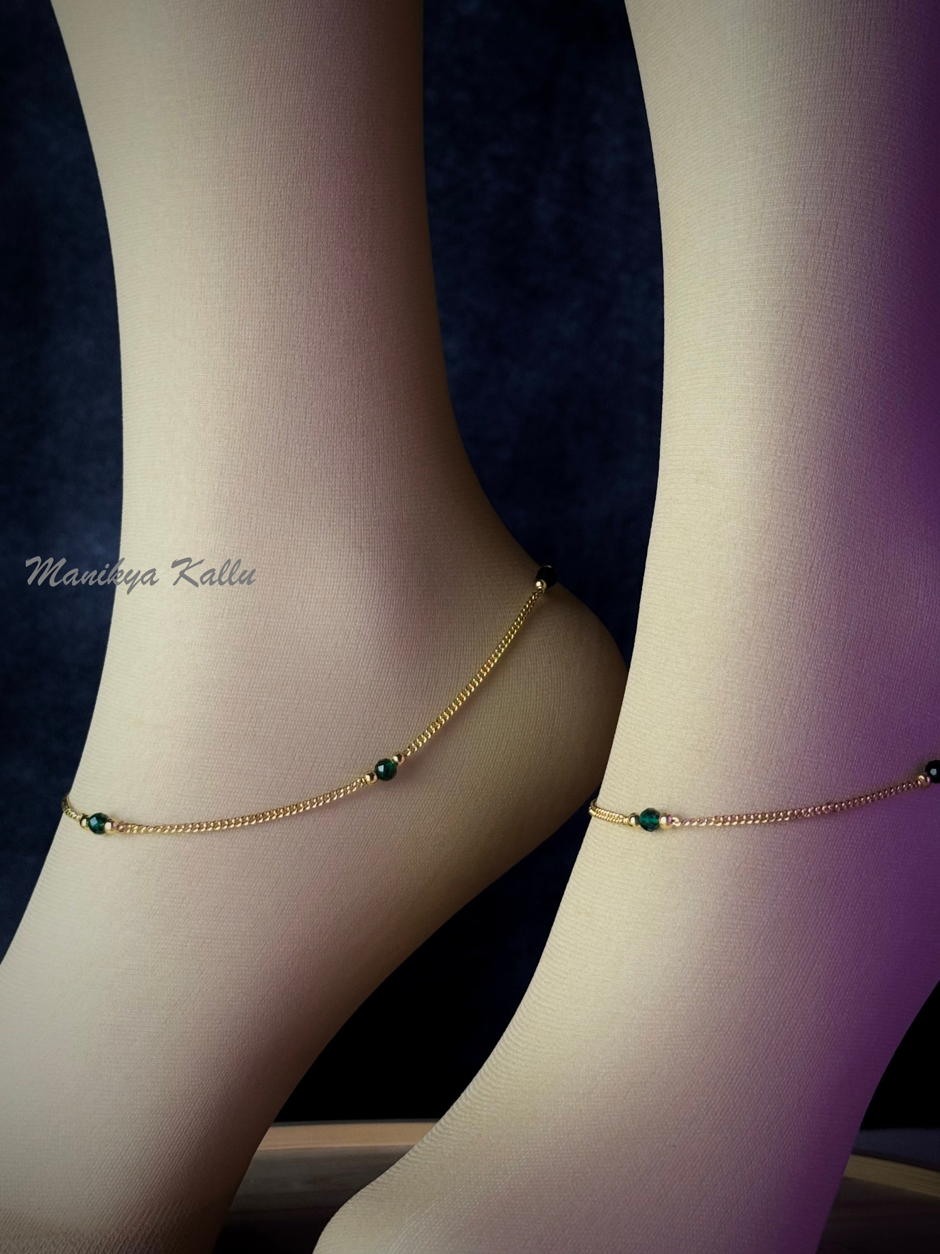 Green Crystal Stone Anklets
