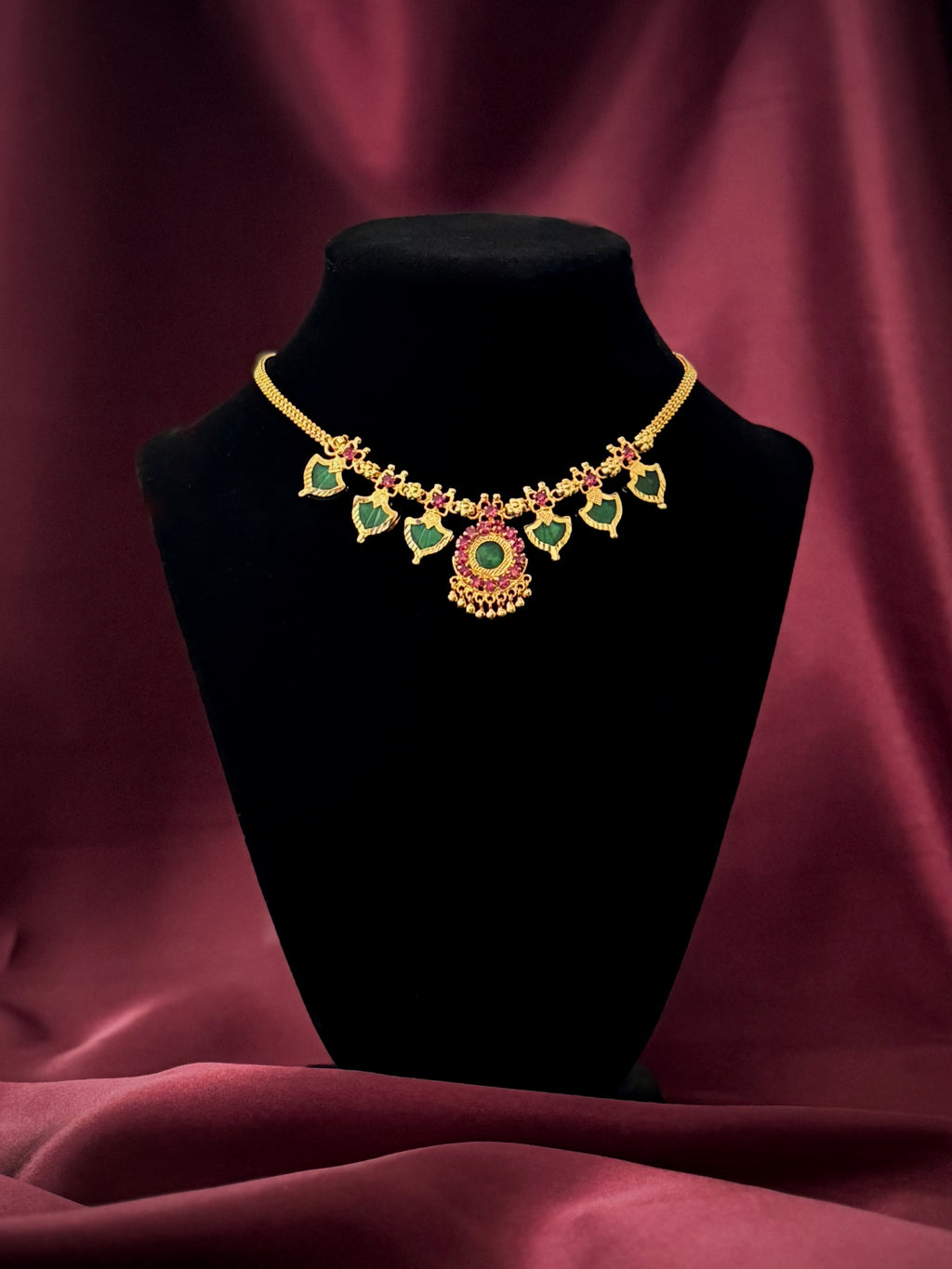 Palakka maala Green 3x3 Gold plated