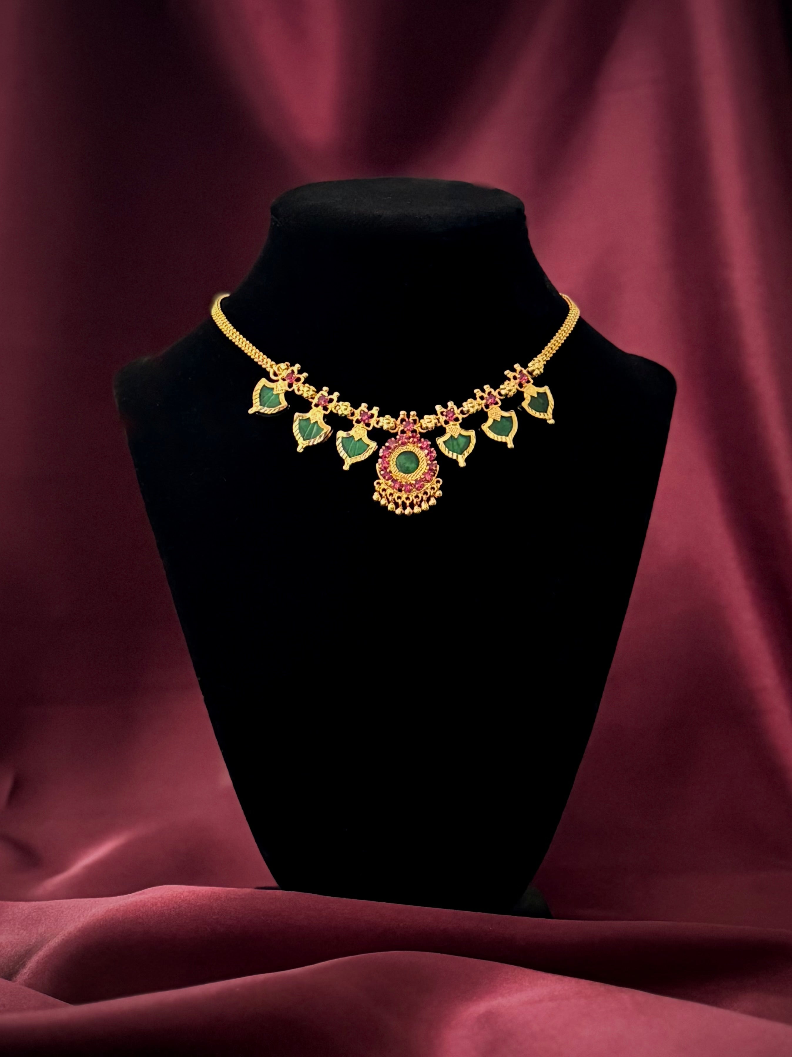 Palakka maala Green 3x3 Gold plated