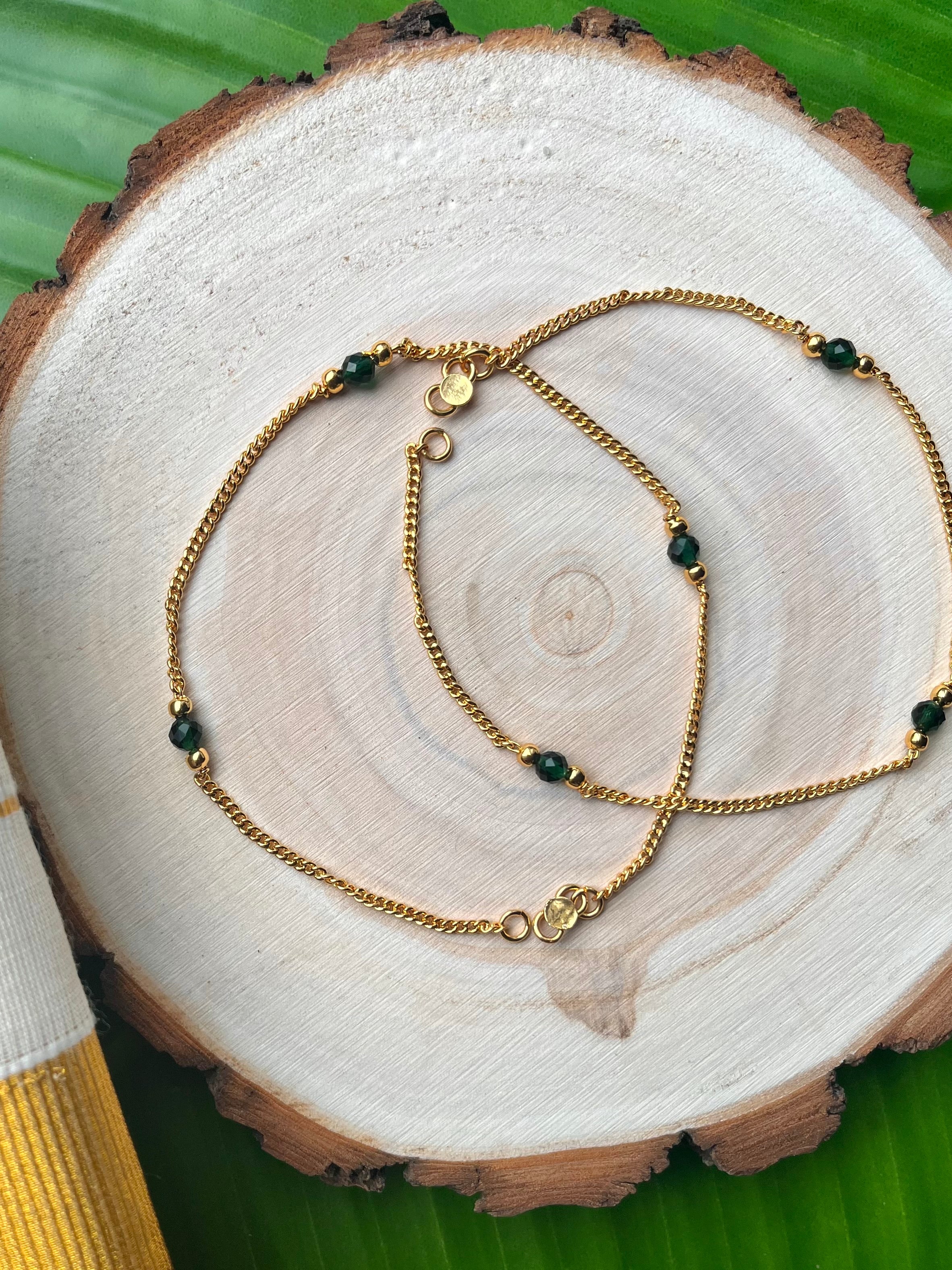 Green Crystal Stone Anklets