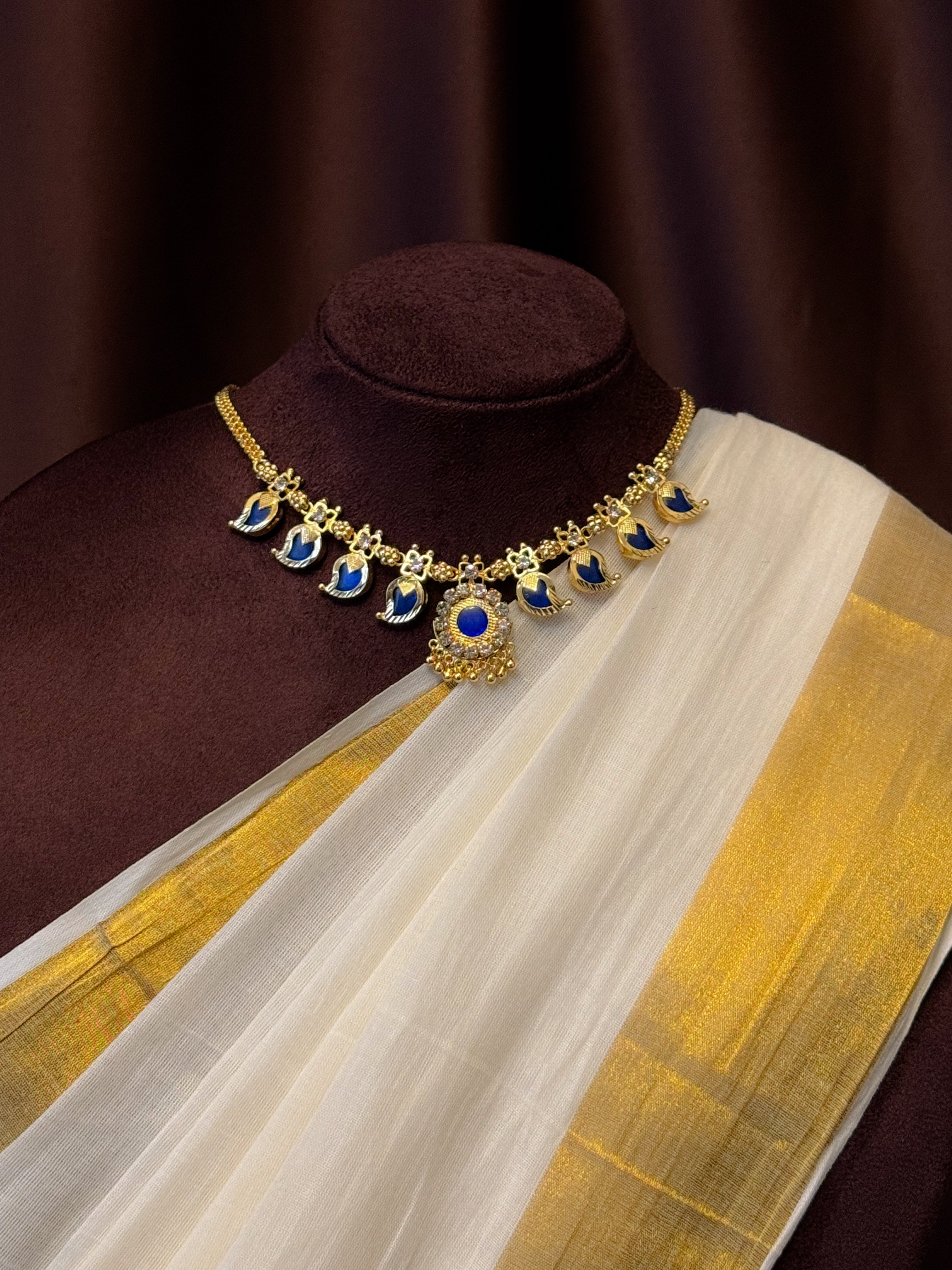 Manga maala Blue 4x4 Gold plated