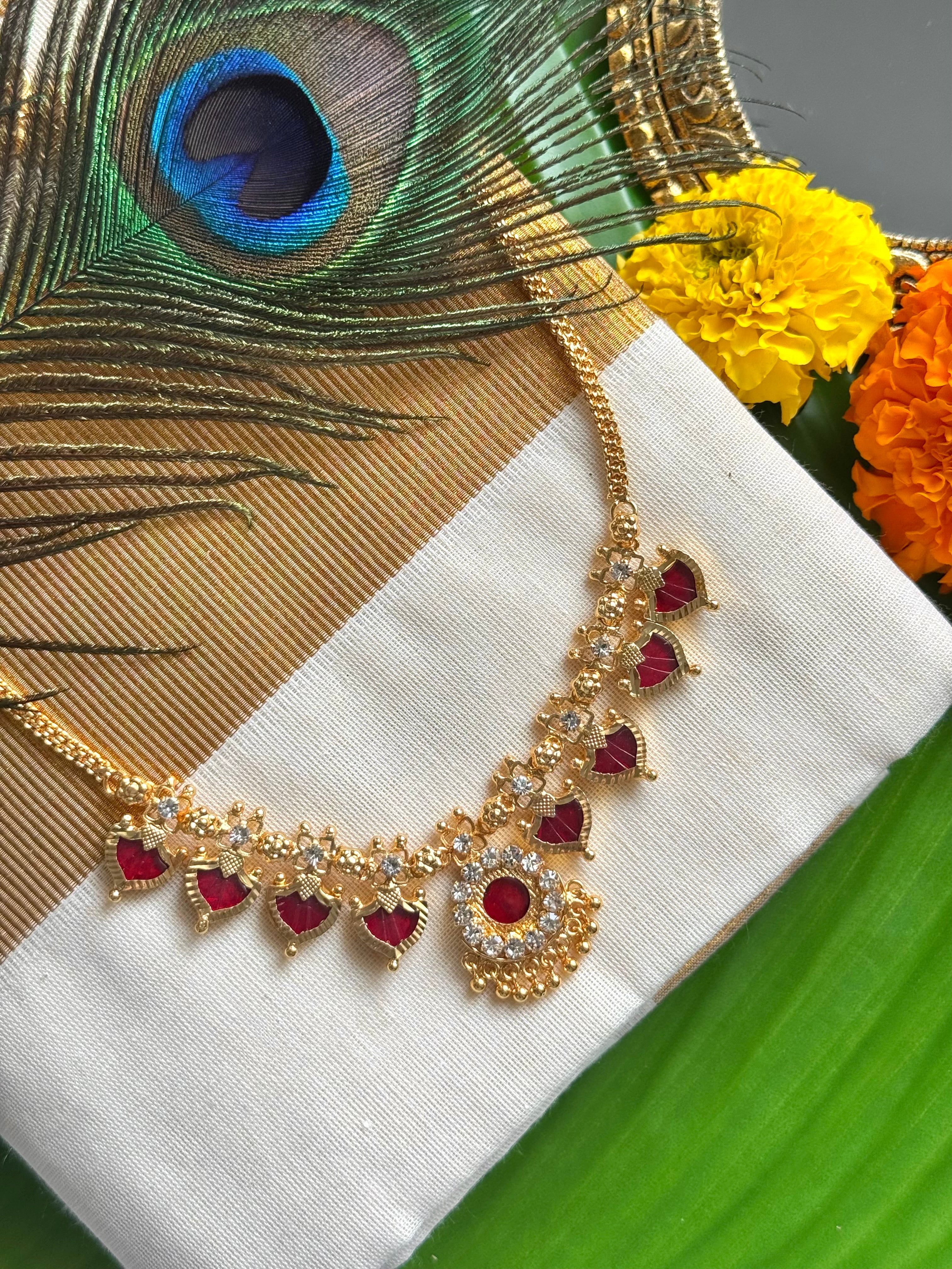 Palakka Maala Red 4x4 Gold plated