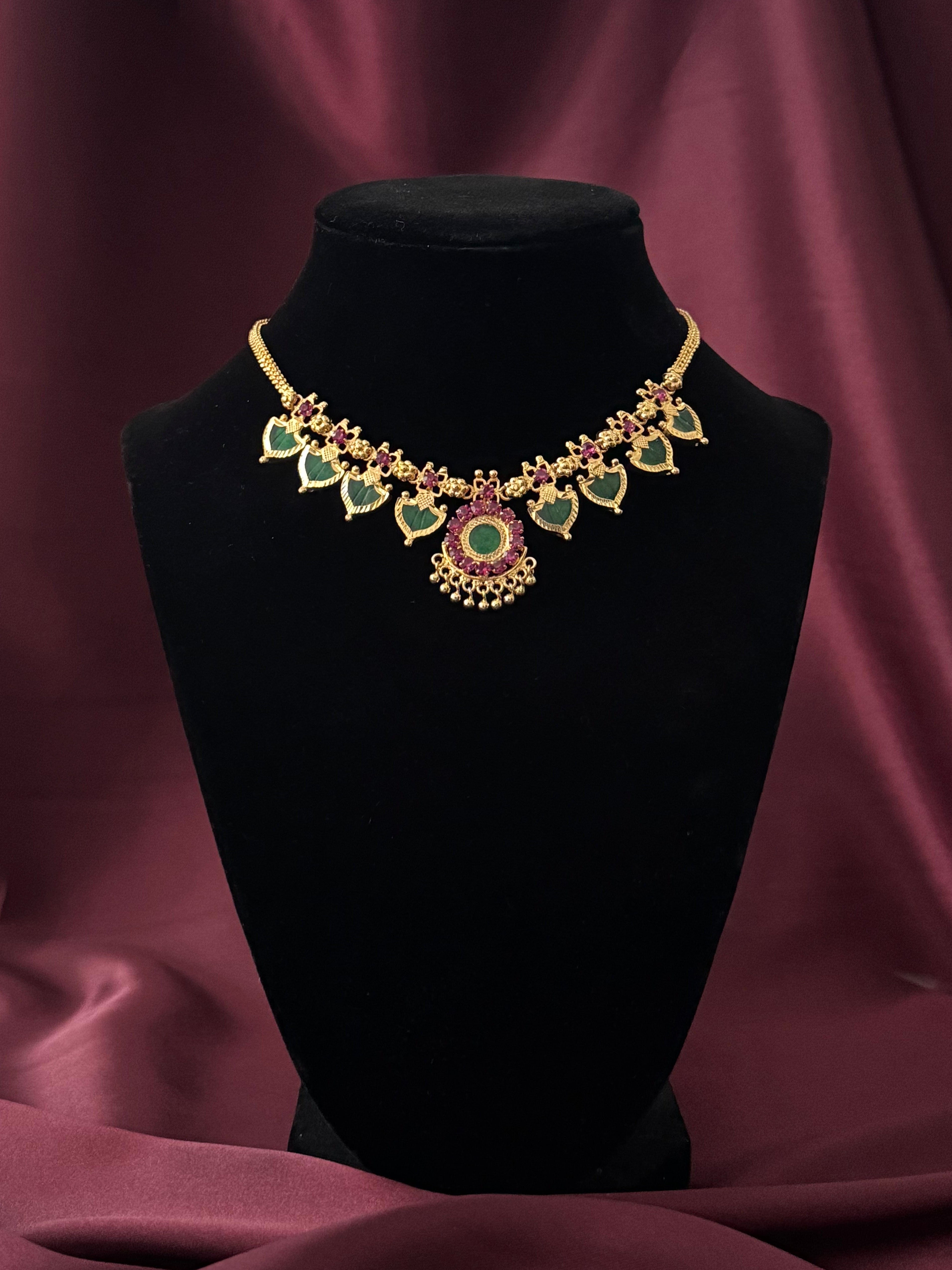 Palakka Maala Green 4x4 Gold plated