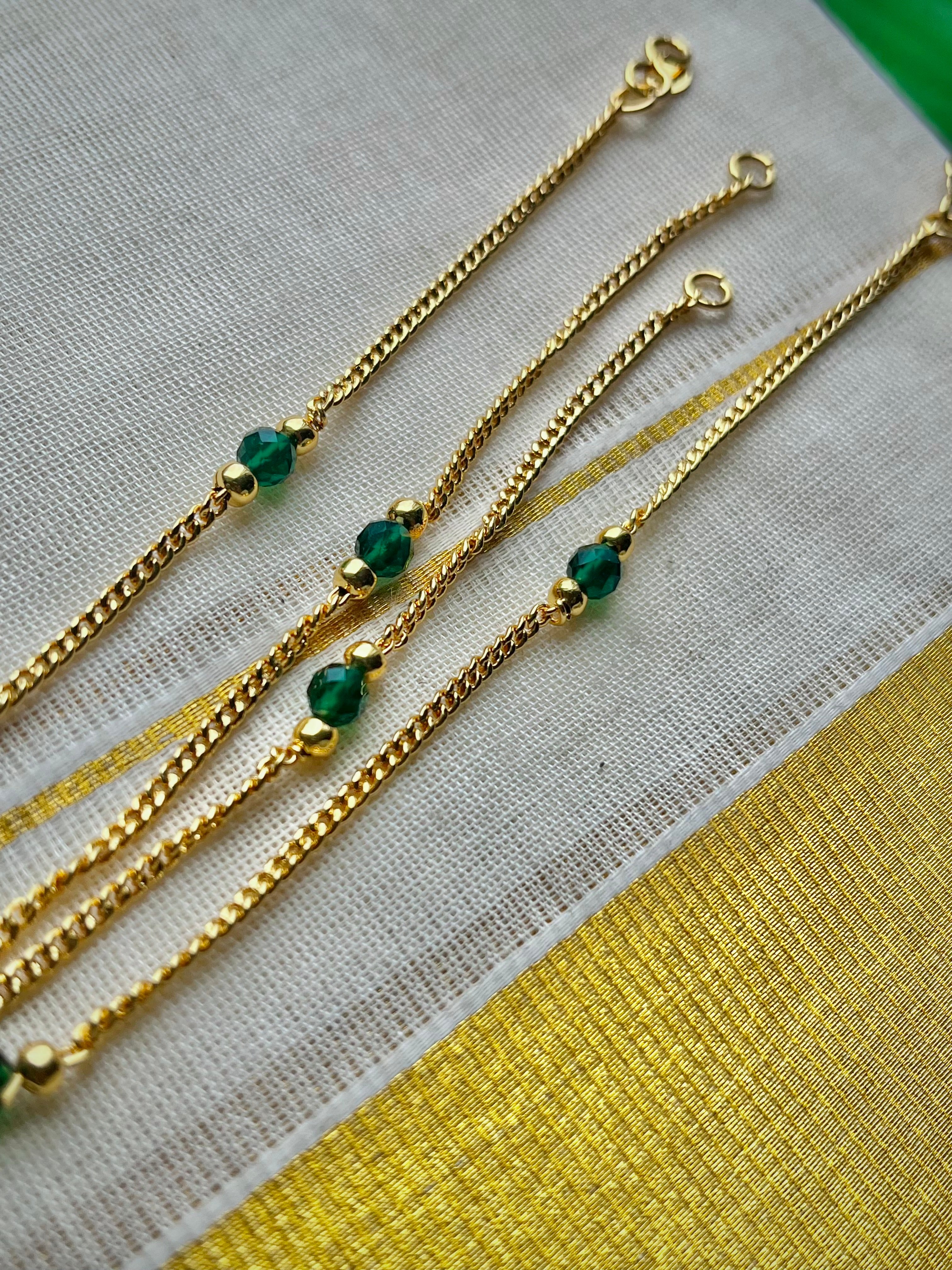 Green Crystal Stone Anklets