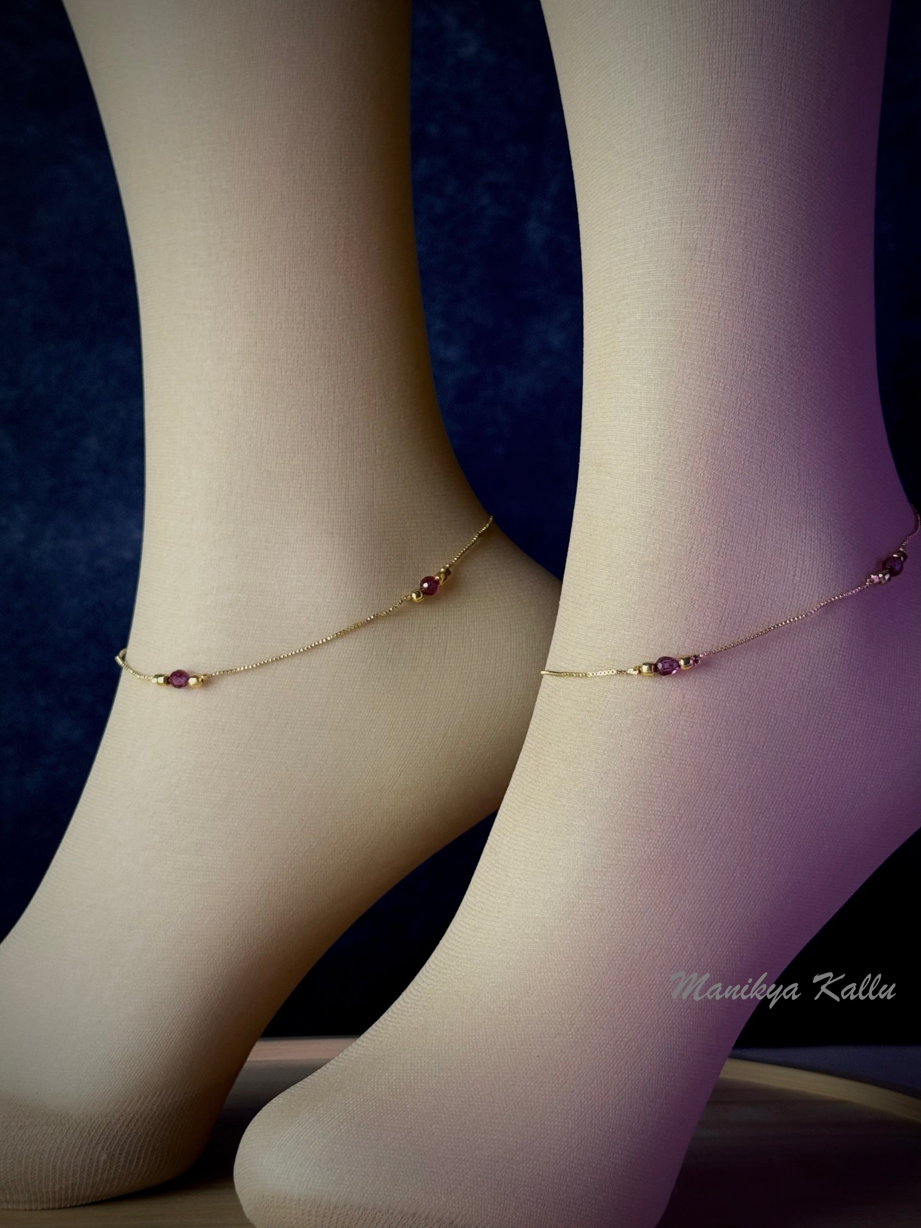 Pink Crystal Box chain anklets