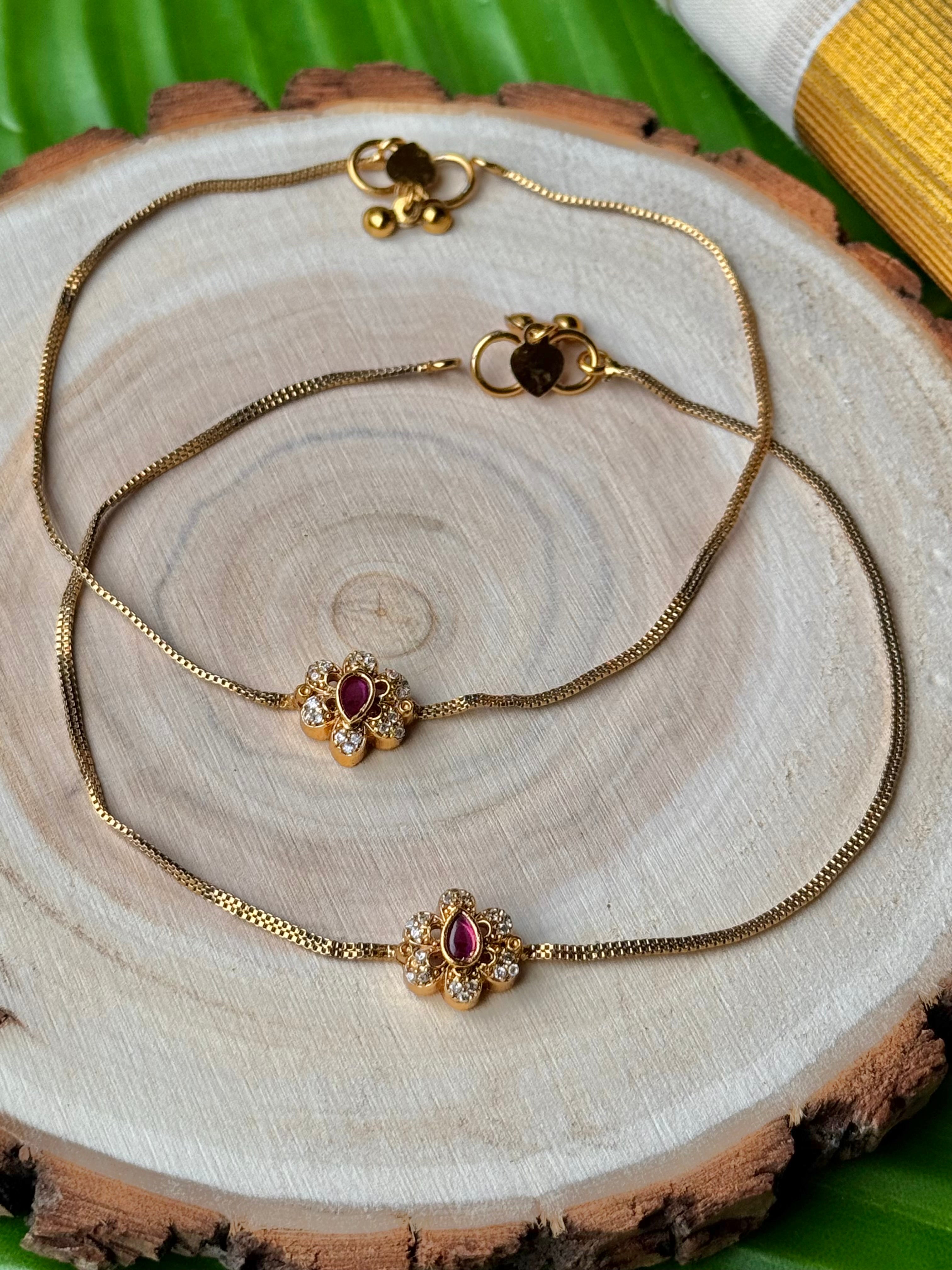 AD Stone Antique Finish Anklet