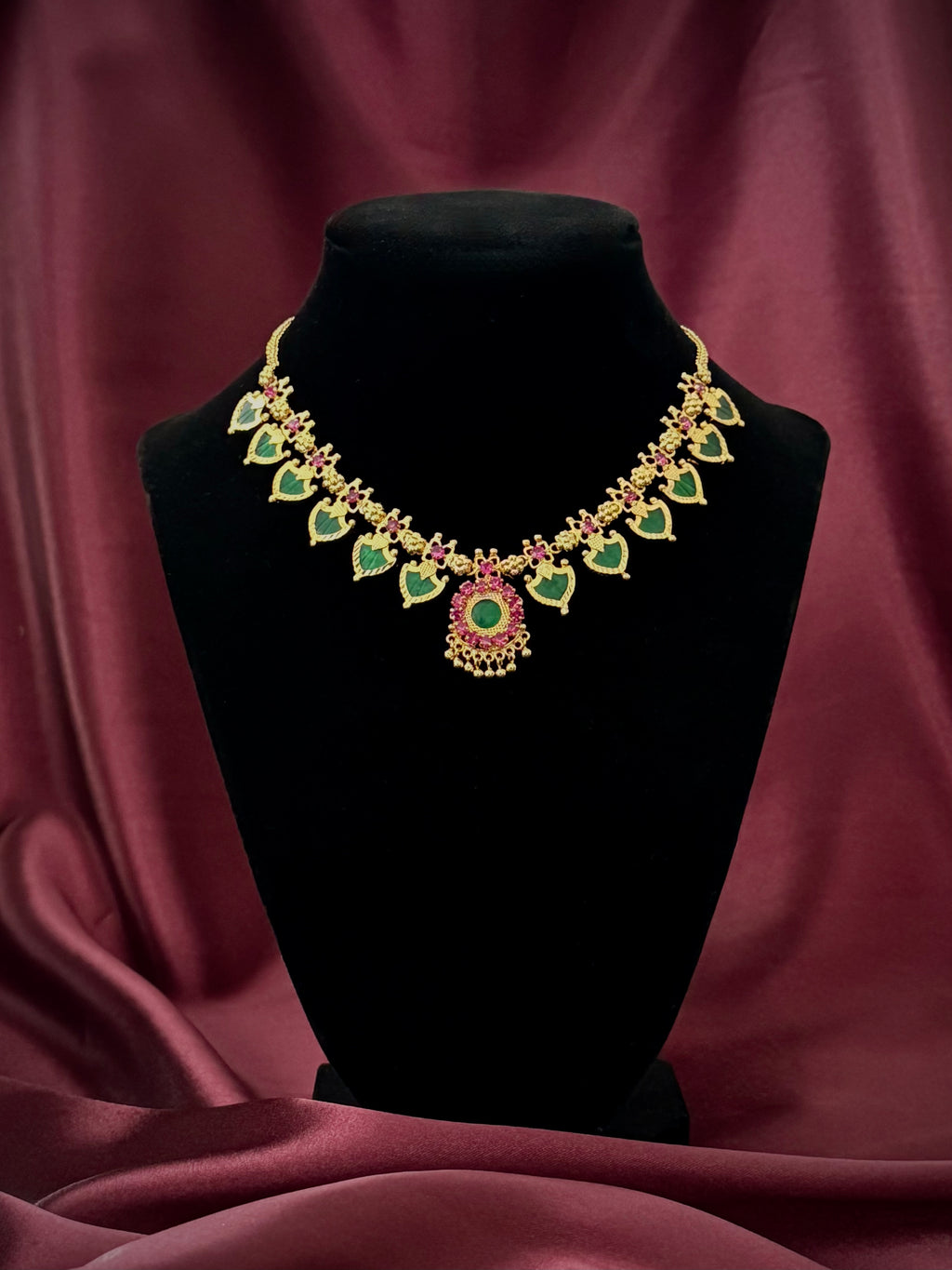Palakka Maala Green 6x6 Gold plated