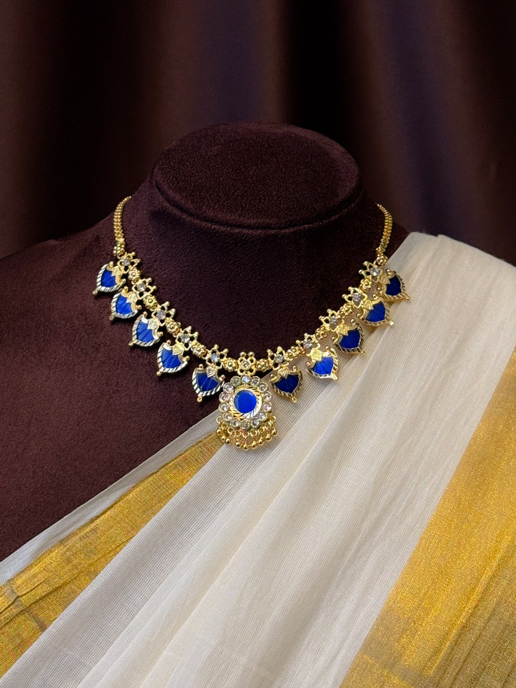 Palakka Maala Blue 5x5 Gold plated