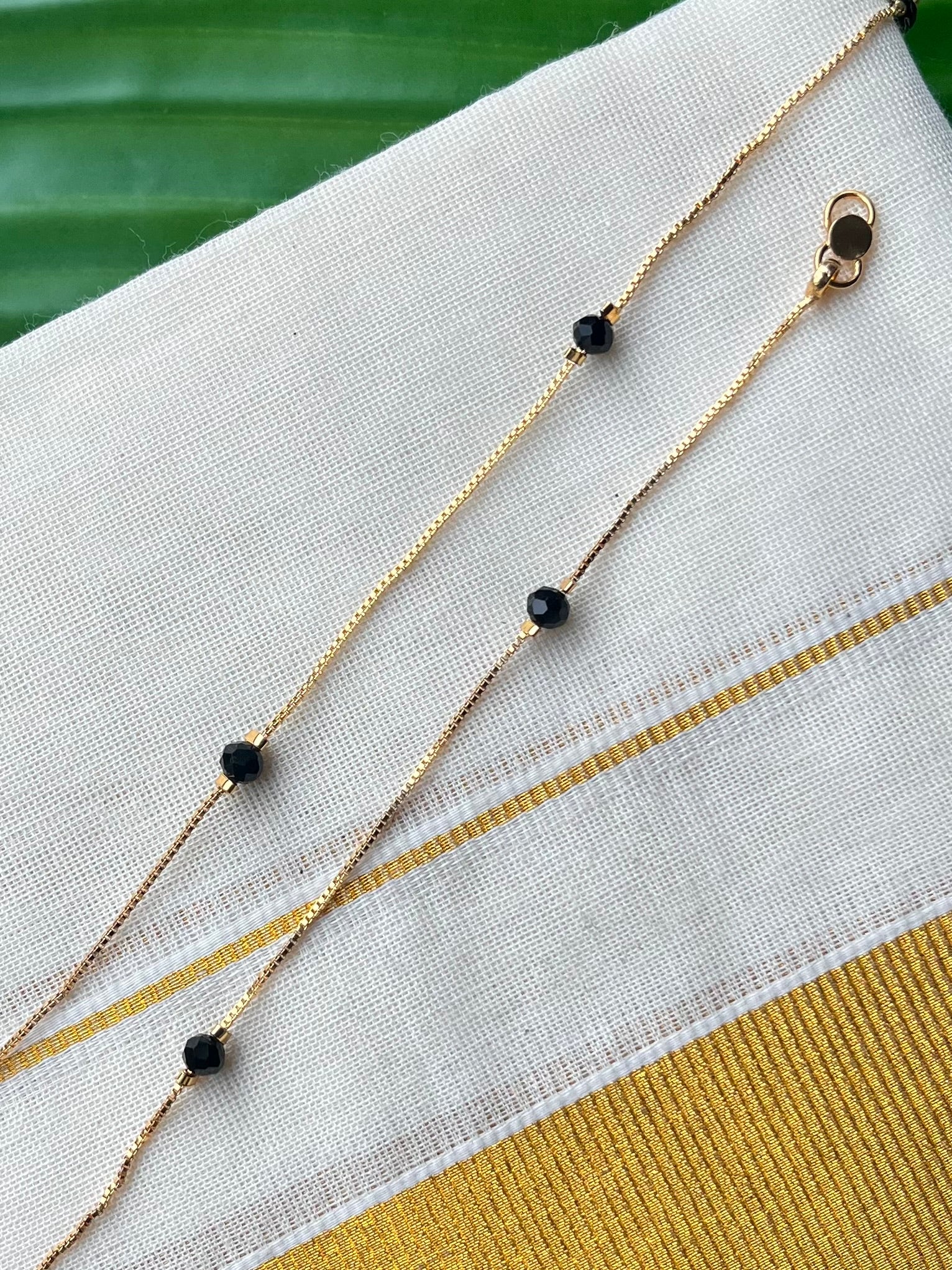 Black Crystal Box chain anklets