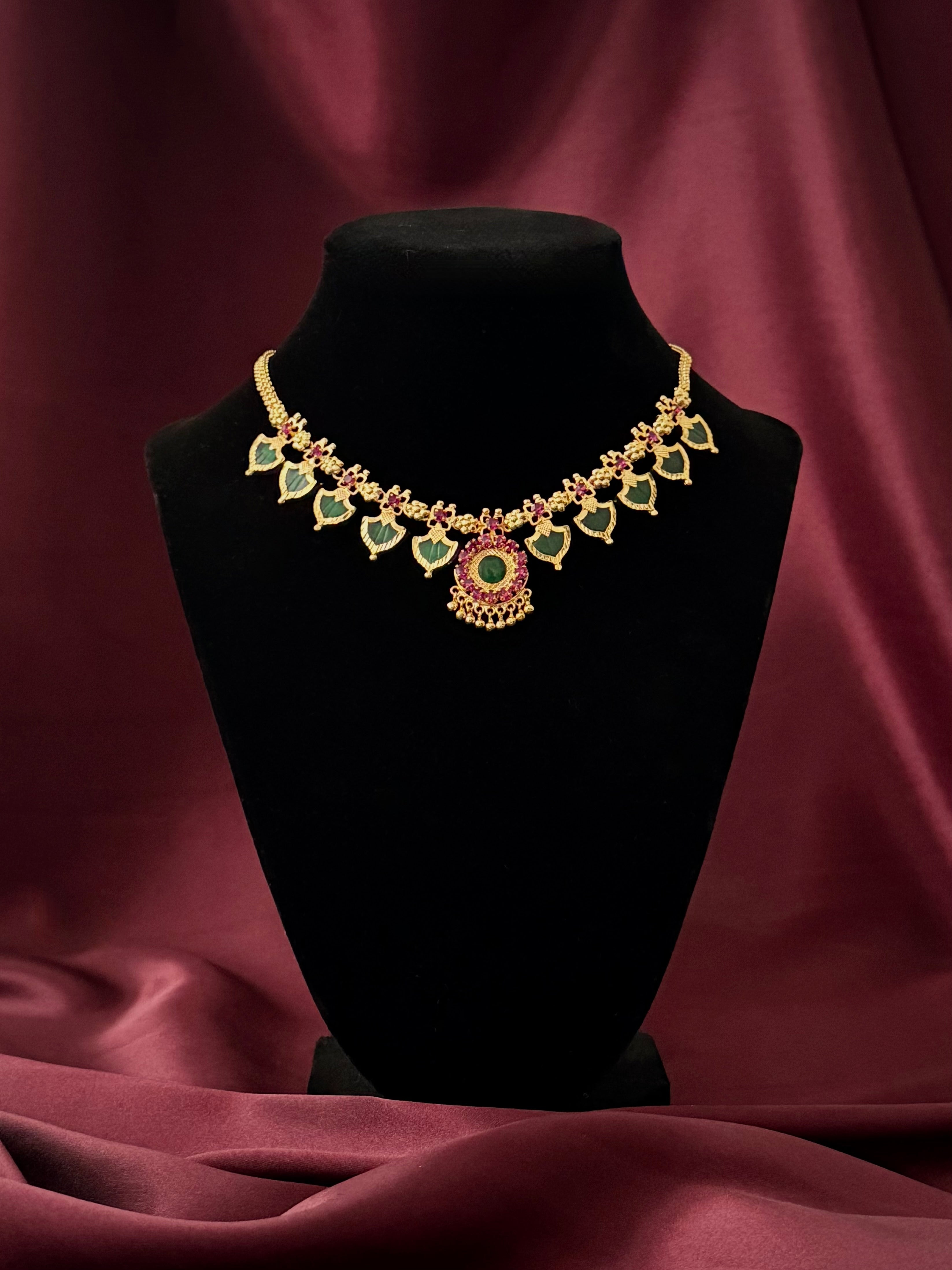 Palakka maala Green 5x5 Gold plated