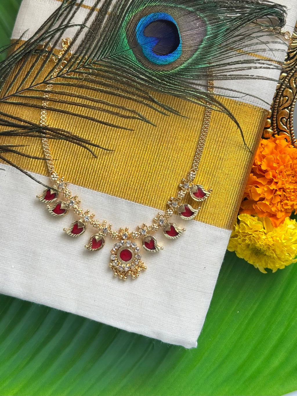 Manga Maala Red 4x4 Gold plated