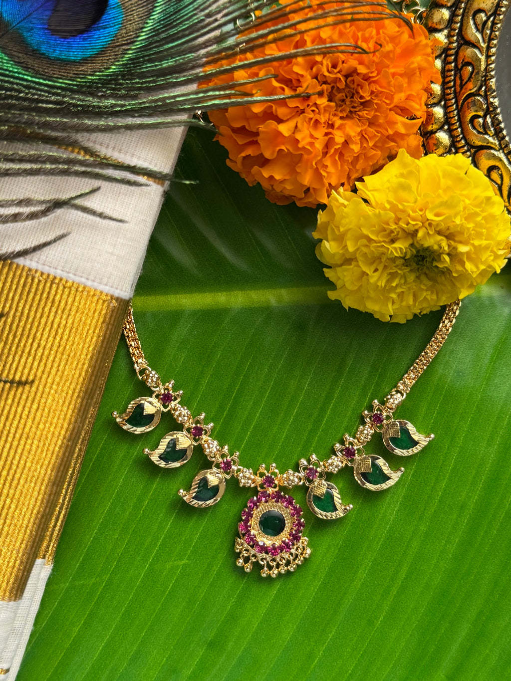 Manga Maala Green 3x3 Gold plated
