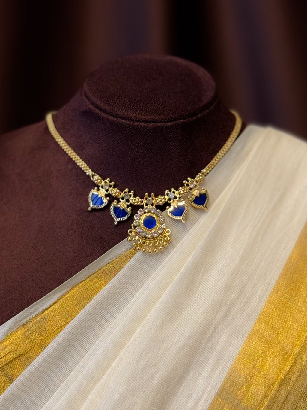Palakka Maala Blue 2x2 Gold plated