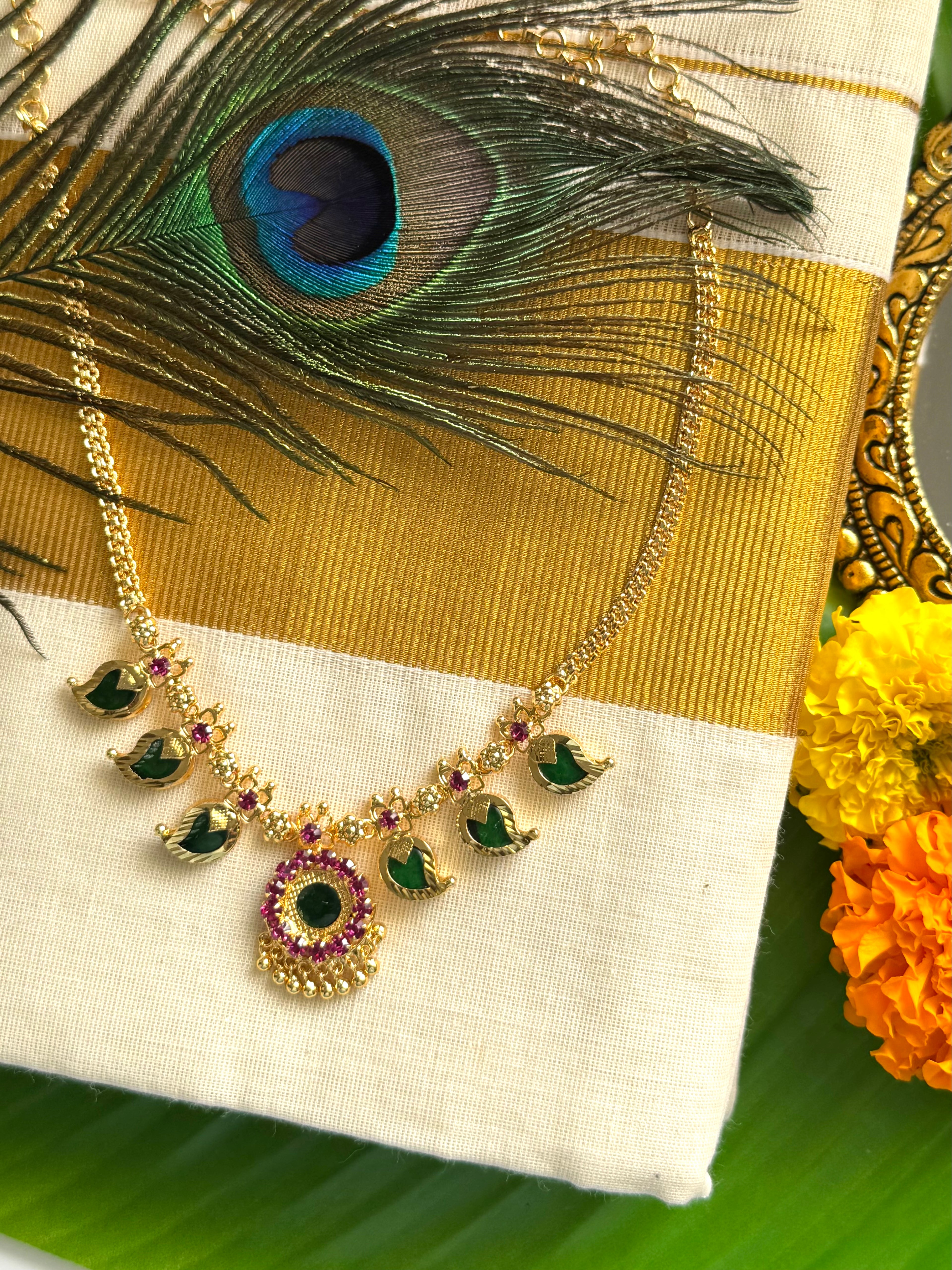 Manga Maala Green 3x3 Gold plated