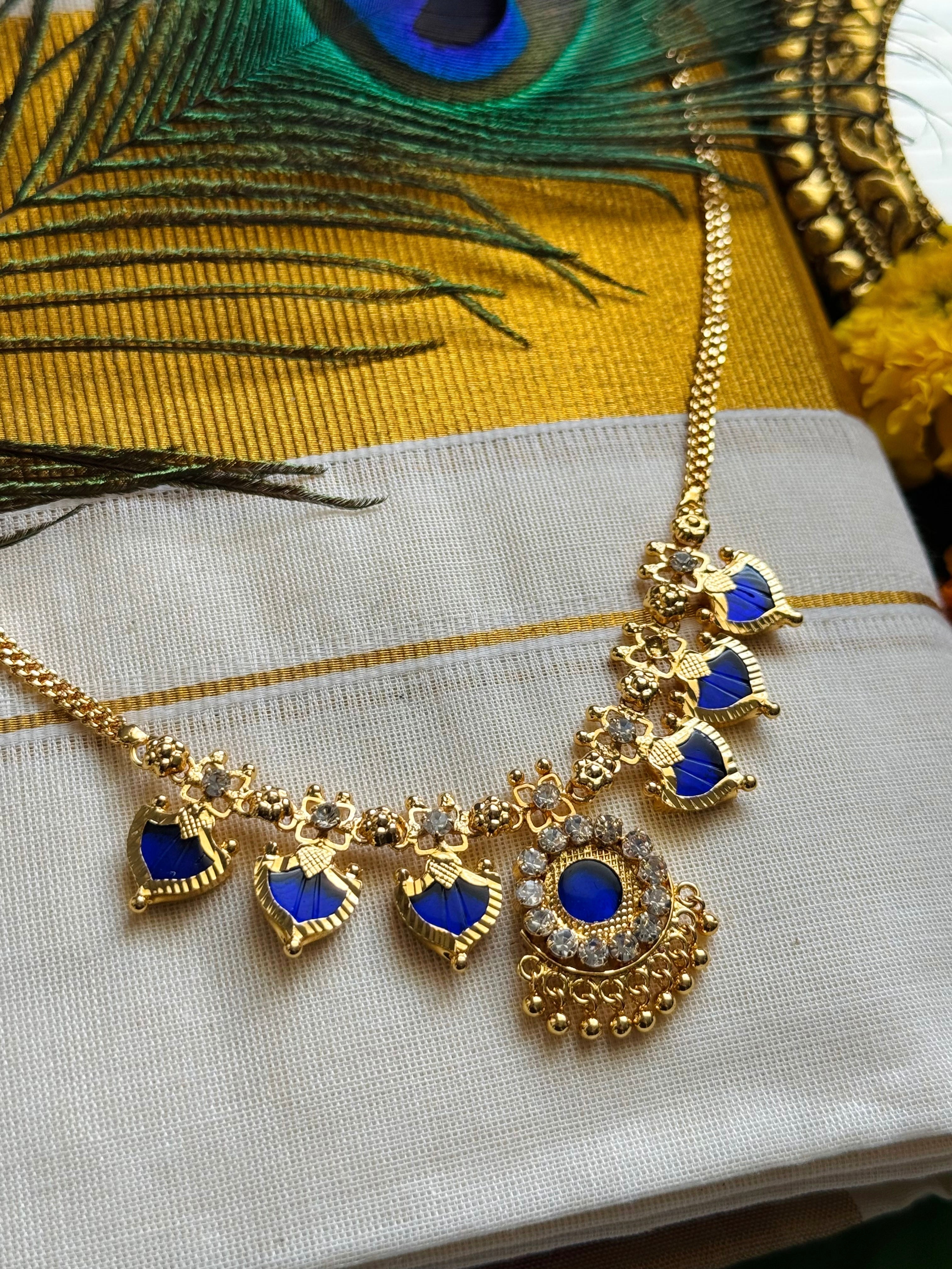 Palakka Maala Blue 3x3 Gold plated