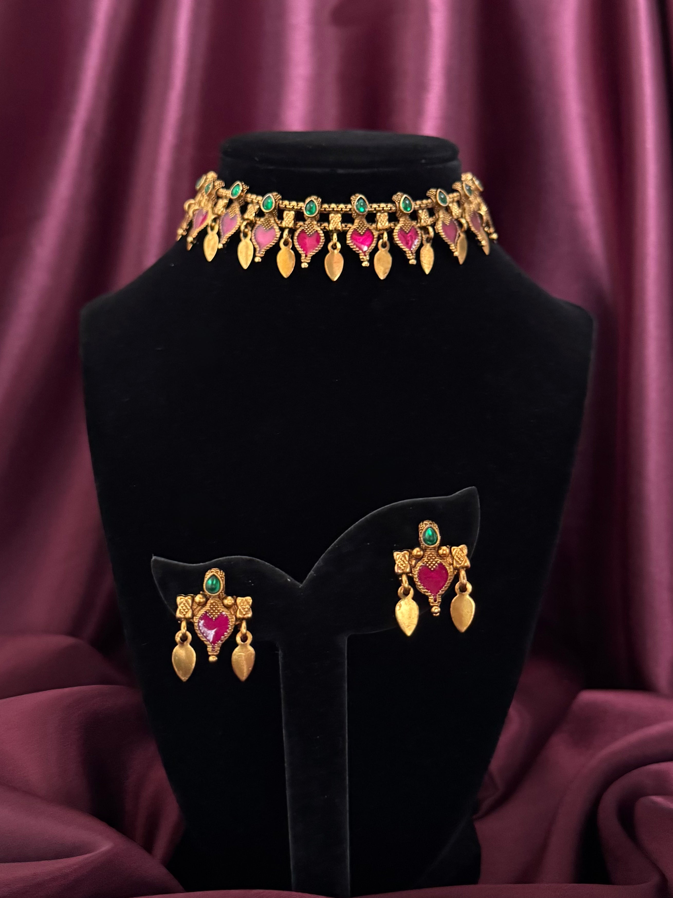 Palakka Elakkathali Choker Set - Pink