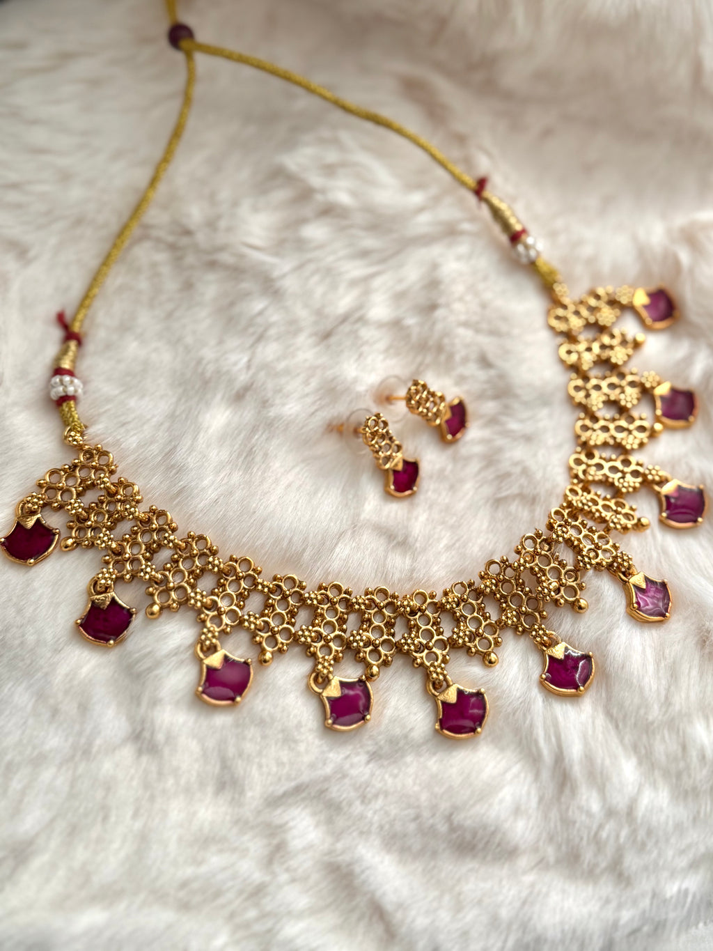 Pink Palakka Drops - Necklace set