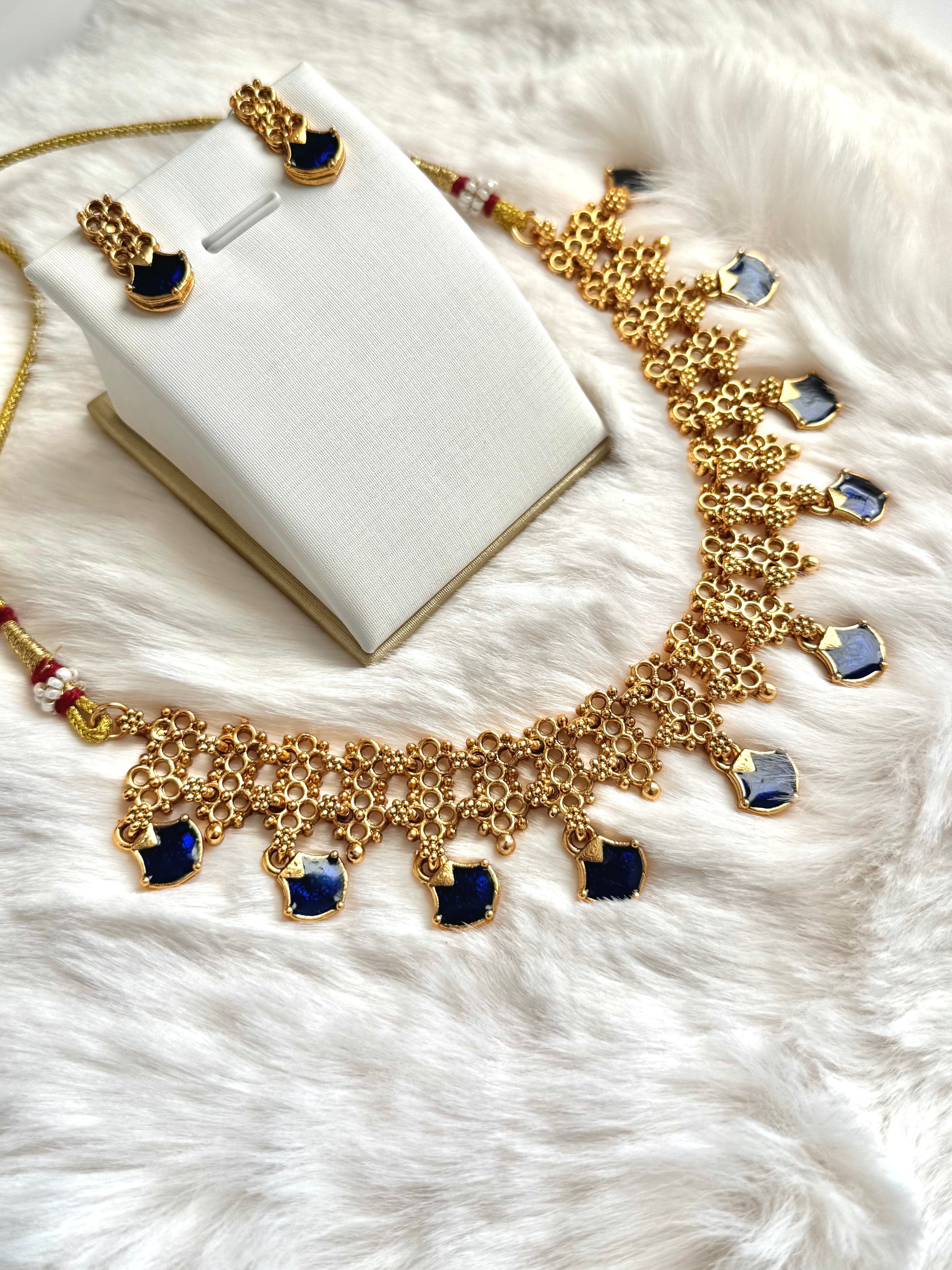 Blue Palakka Drops - Necklace set