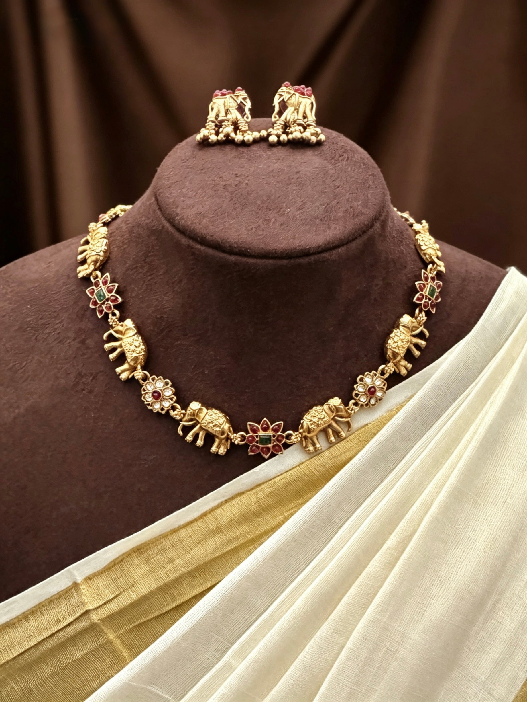 Antique finish necklace with studs