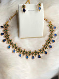 Blue and Green stones Nagapadam necklace set