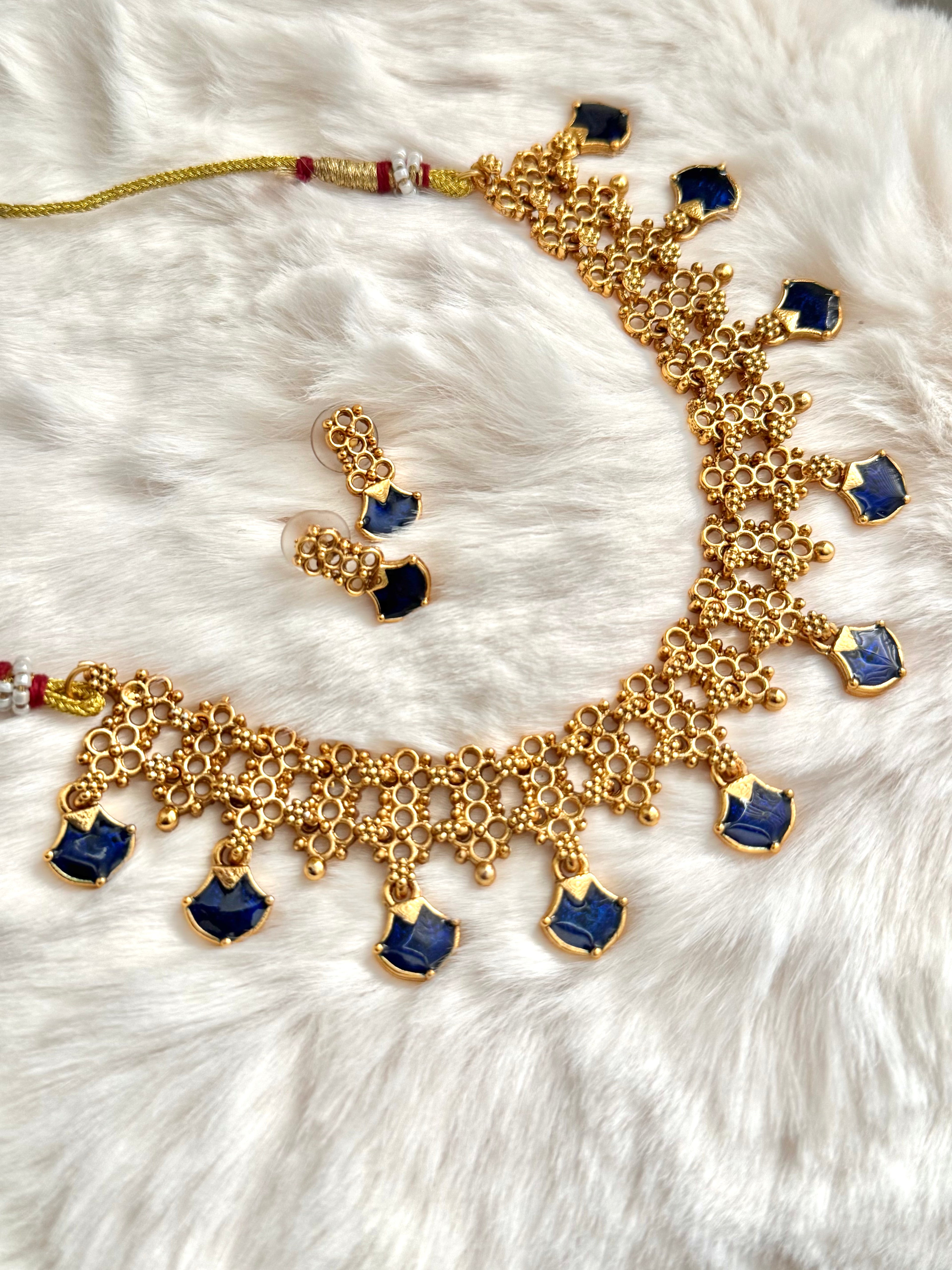 Blue Palakka Drops - Necklace set