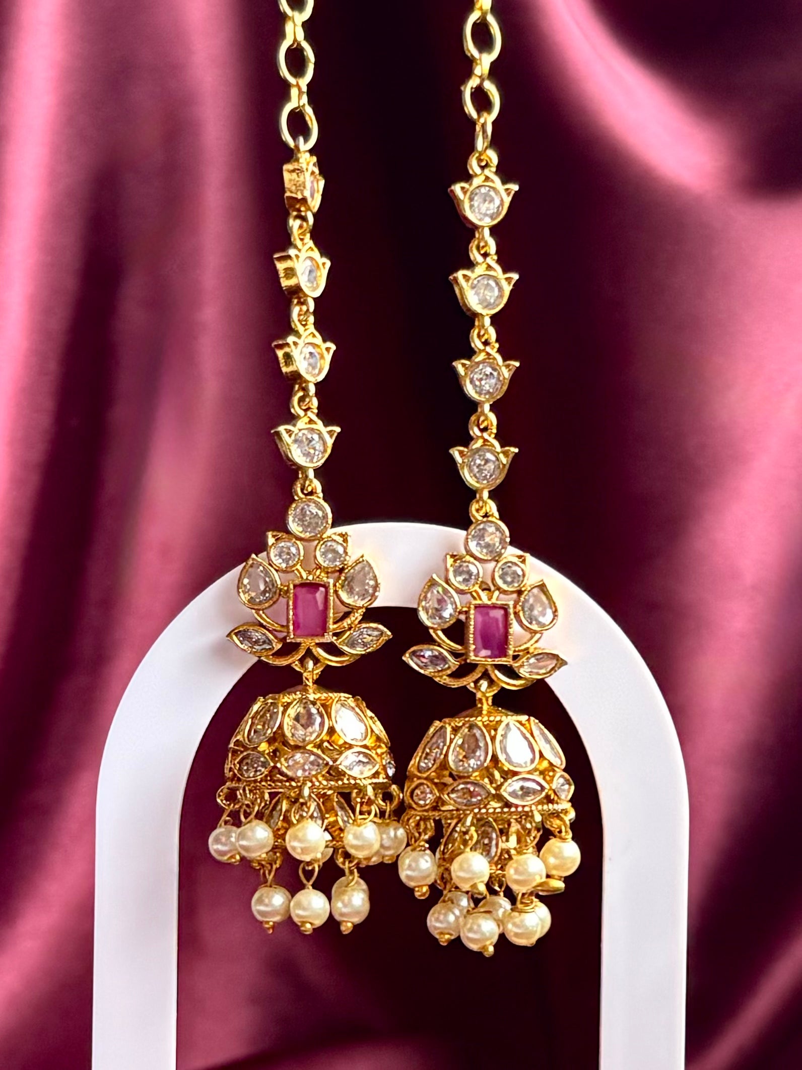Jhumka with matti chain