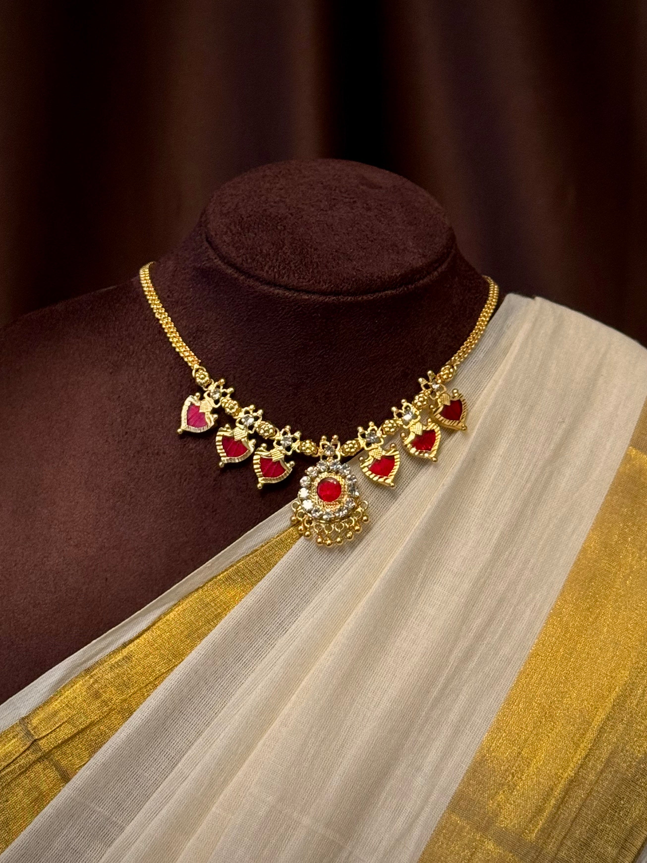 Palakka Maala Red 3x3 Gold plated