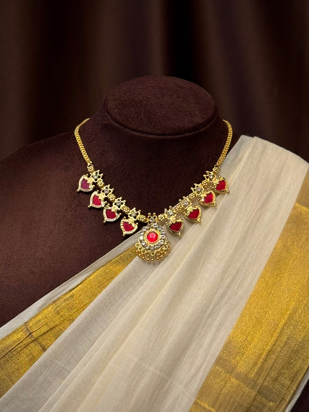Palakka Maala Red 4x4 Gold plated