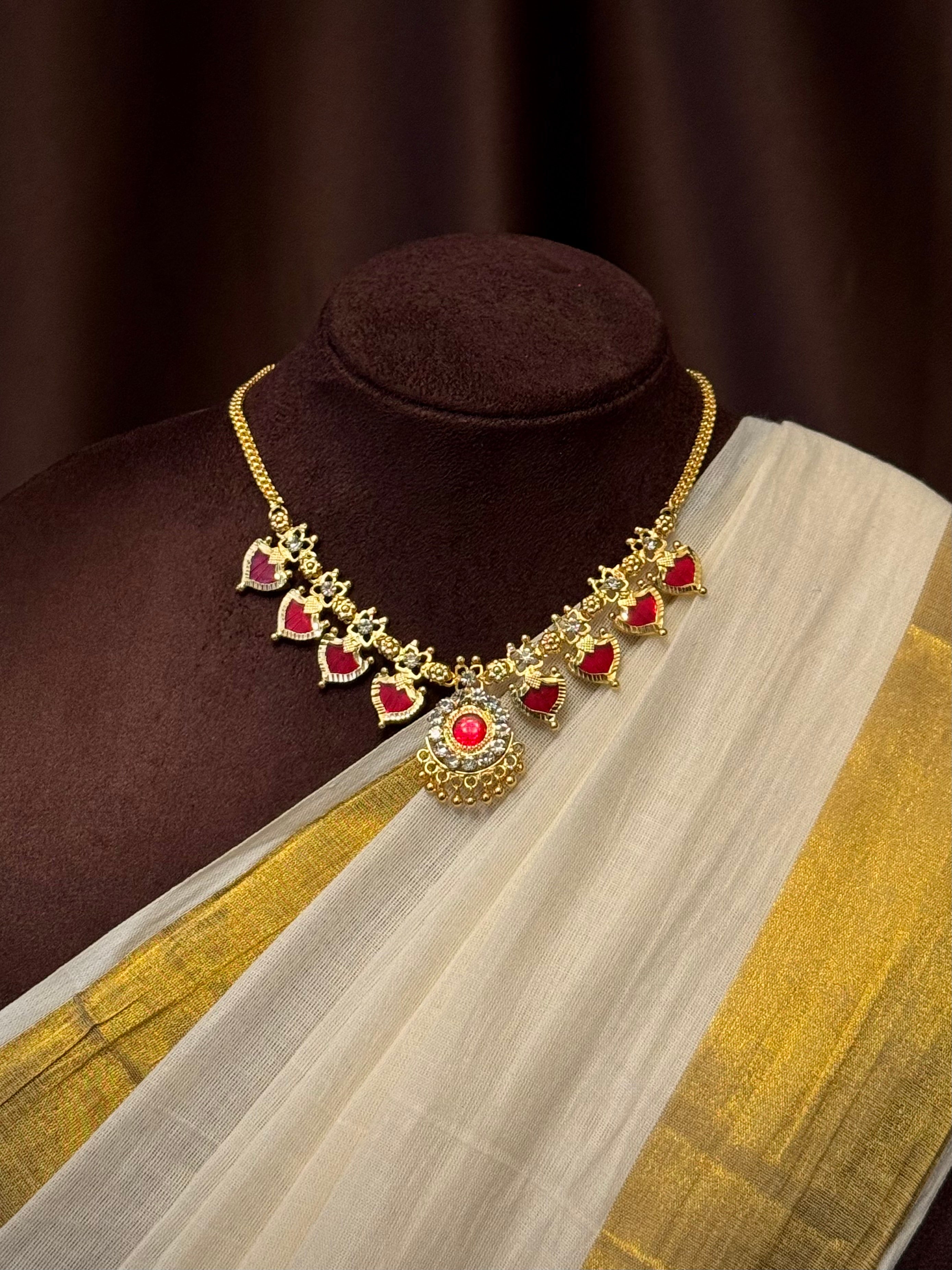 Palakka Maala Red 4x4 Gold plated