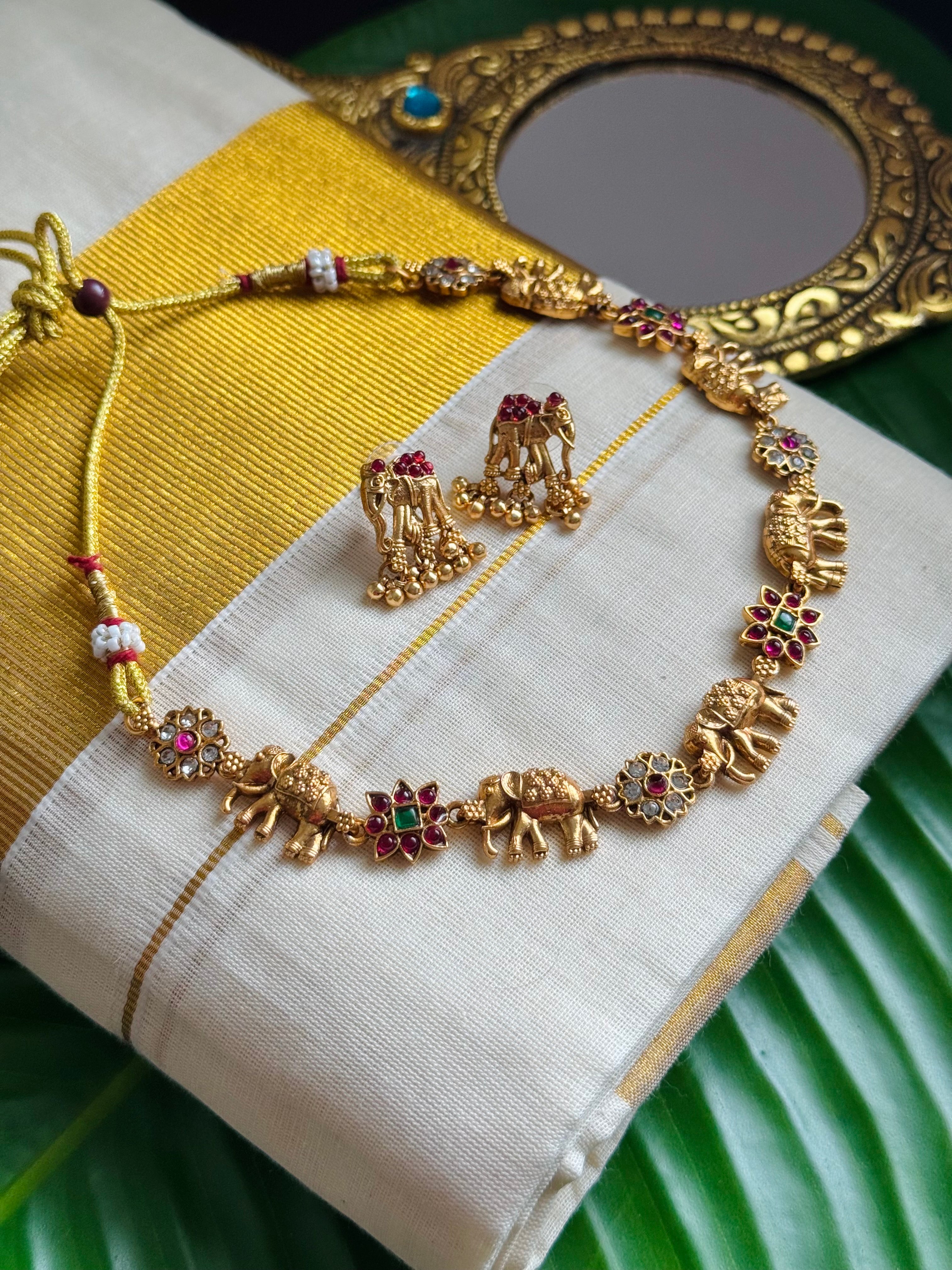 Antique finish necklace with studs